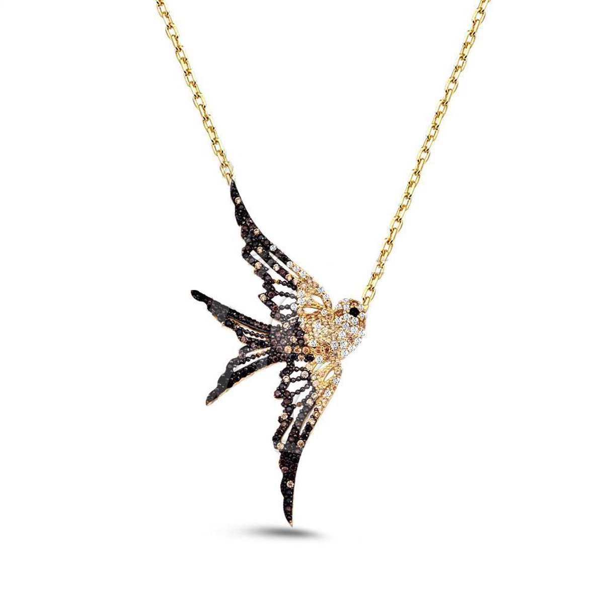 Vogel Pendant met 18k Goud Ketting