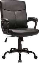 Nancy's Hayesland Bureaustoel - Draaistoel - Directiestoel - Kunstleer - Schuimvulling - Hoogte Verstelbaar - Wipfunctie - Zwart - Staal - 61,5 x 63 x (95-103) cm