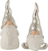 J-Line Kerstman Keramiek Wit/Zilver Small Assortiment Van 2/ Set van 4 stuks