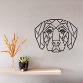 Geometrische Wanddecoratie - Labrador - Hout - Wall Art - Muurdecoratie - Zwart - 37 x 29 cm
