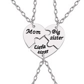 Halskettingenset moeder en dochters | Mama Grote Zus Kleine Zus | Moederdag cadeautje | geschenk voor moeder | Sieradenset