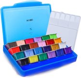 HIMI - Gouache - set van 24 kleuren x 30ml - in kunststof opbergbox blauw
