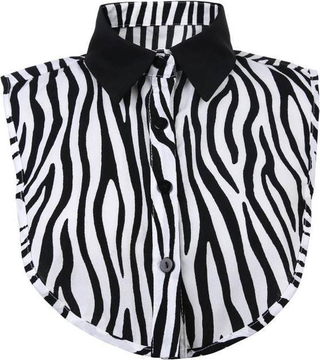 Dames Los Kraagje - Zebraprint met zwarte puntkraag