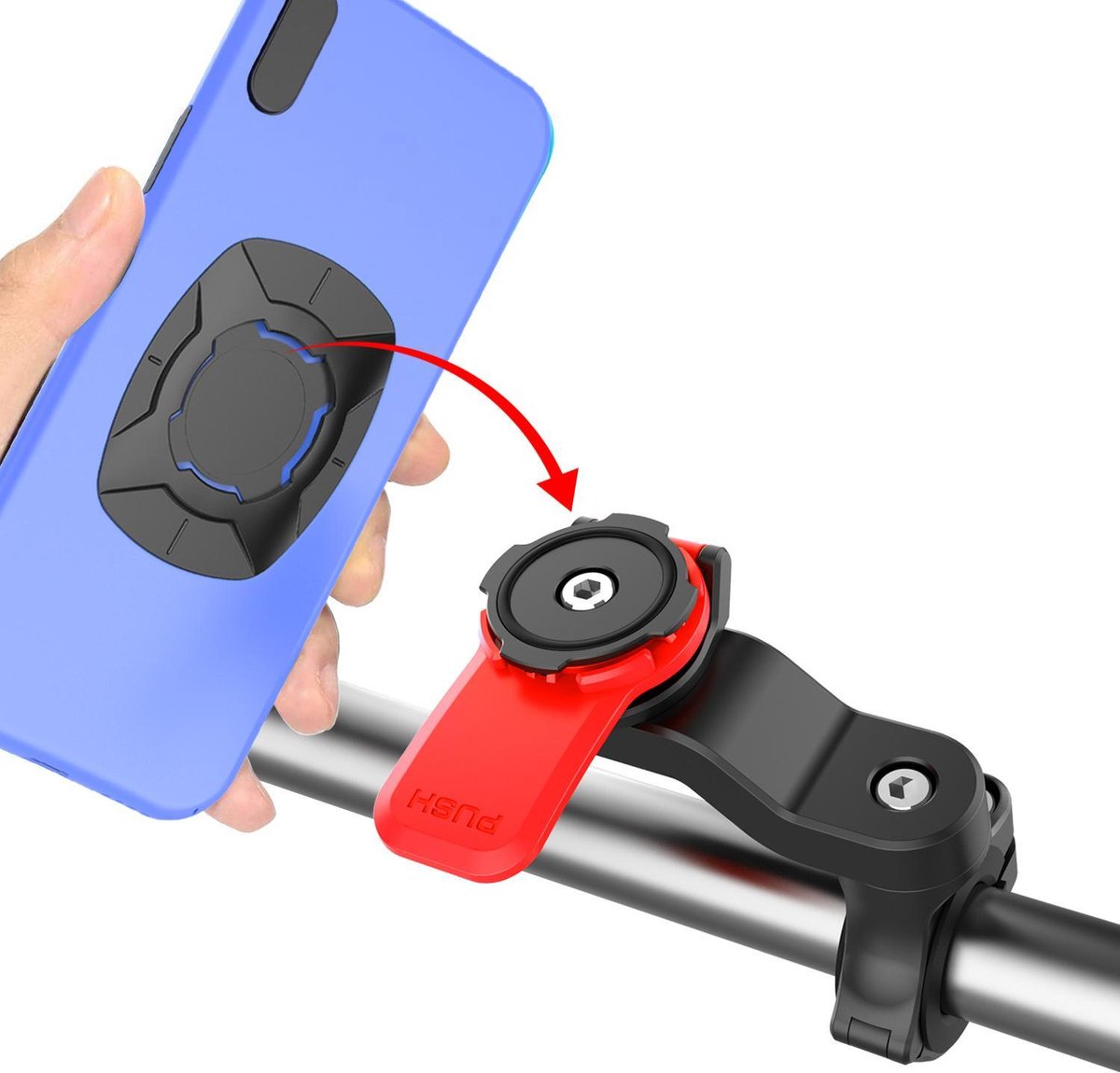 Support Vélo Quad Lock Pour IPhone 14 Pro - Fixation Pivot Potence 25-40mm, Coque MAG Incluse
