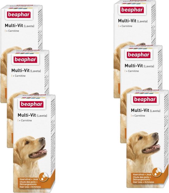 Beaphar Laveta Hond Carnithine - Voedingssupplement - Huid - Vacht - 6 x 50 ml