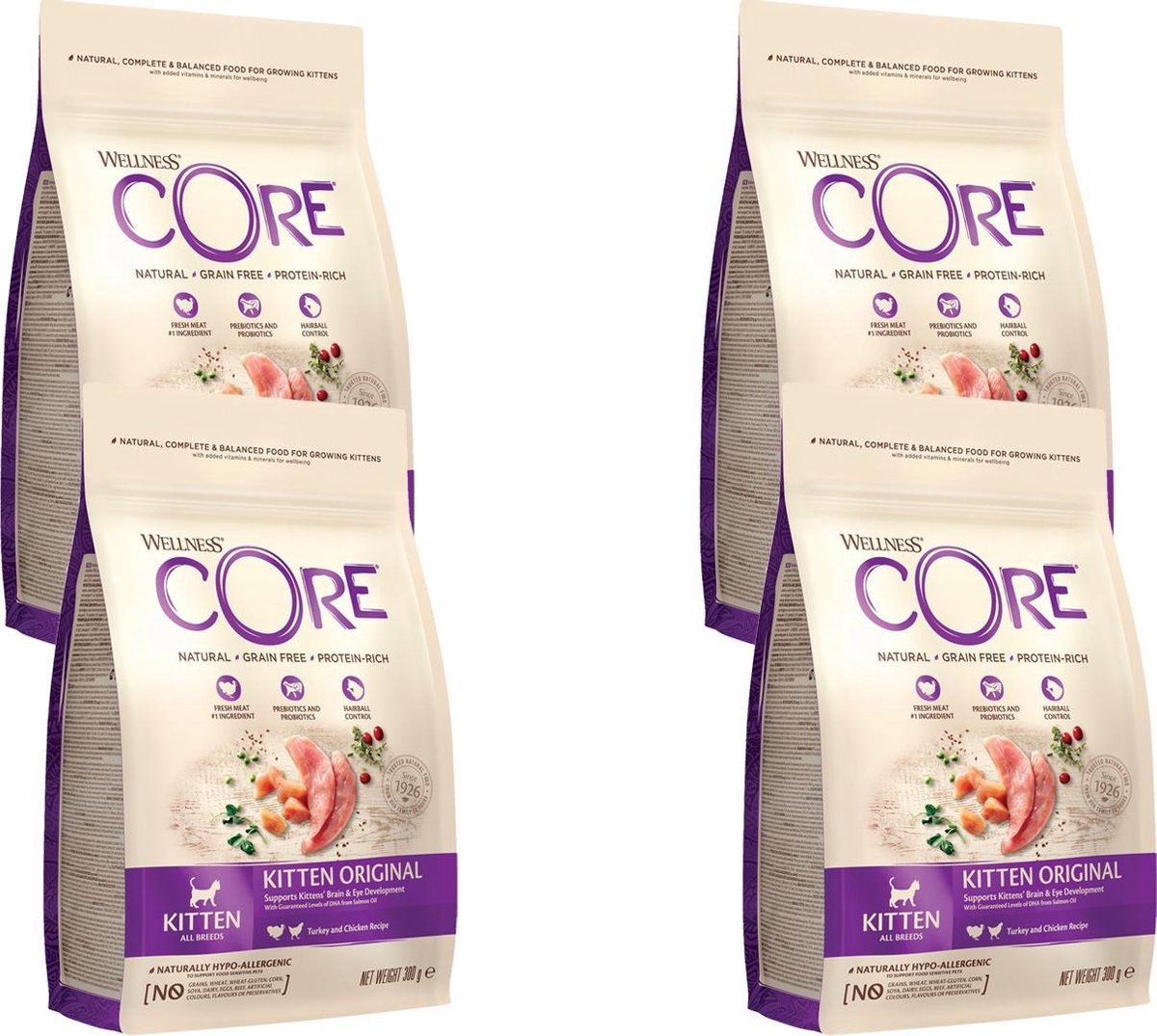 Wellness Core Grain Free Kitten Kalkoen – Kattenvoer – 4 x 300 g