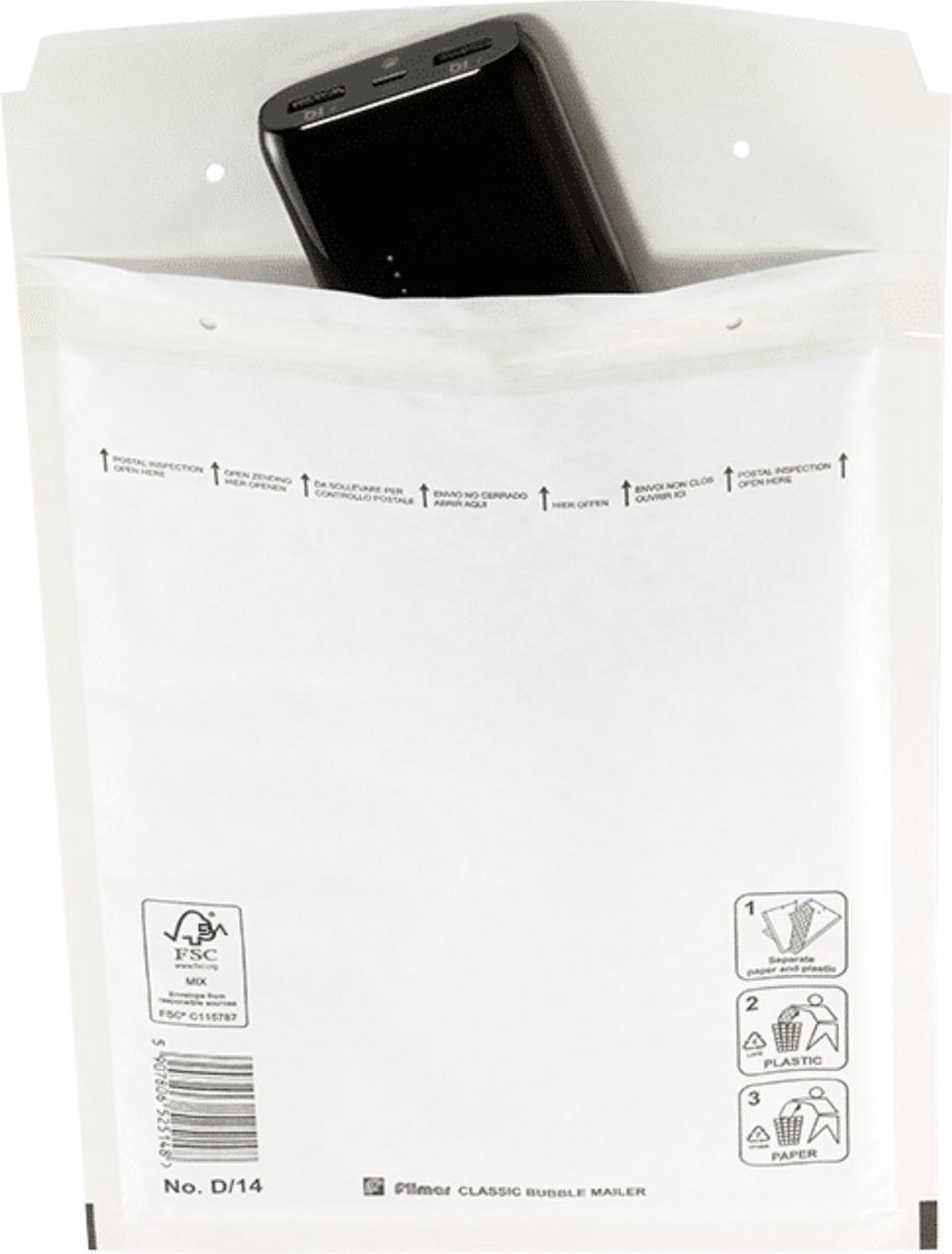 100 stuks - Boxstuff - Luchtkussen Enveloppen 180x265mm - D14 - 100 Stuks - Wit