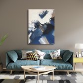 Kanwall - Schilderij - Luxe Woonkamer Slaapkamer Design Art ** Dik! Effect** - Wit En Blauw - 100 X 75 Cm