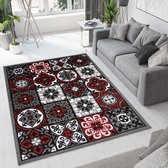 Tapiso Bali PP Vloerkleed Grijs Rood Laagpolig Woonkamer Tapijt Maat- 250x350