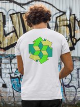 Sportshirt - Perspective - Green arrows - Wurban Wear | Streetwear | freerun kleding | urban sports | tshirt | wit