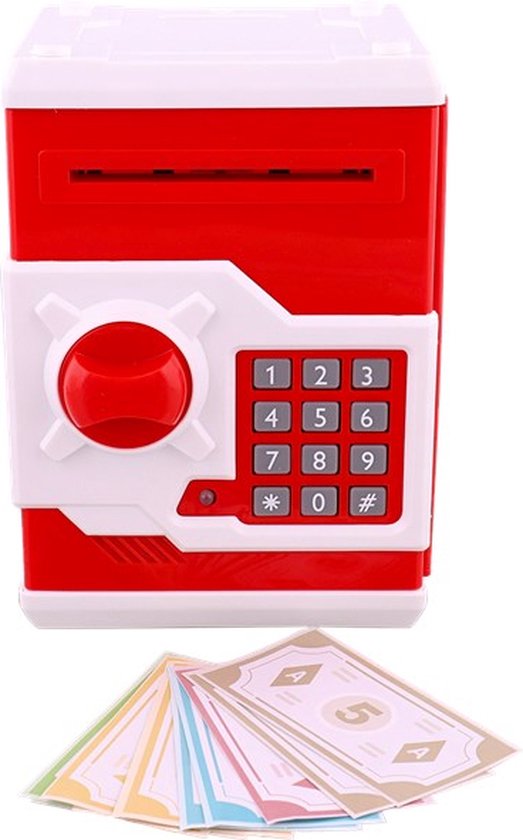 Speelgoed kluis - Interactieve kluis - Kluis - RED EDITION - Elektronische speelgoedkluis - Met licht en geluid - Spaarpot - Sparen - Elektrische kluis - No1 TOYS - BESTSELLER