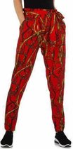 Fashion Design heerlijke print broek rood M/L