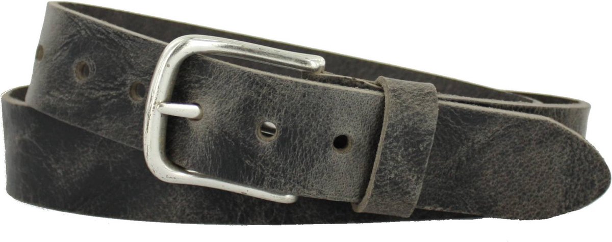 Leren Riem Dames/Heren | 4cm breed | Riemmaat: 105cm (totale lengte: 120cm) | 100% echt leer | Kleur: grijs | Nikkelvrije gesp