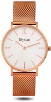 Elysian - Dames Horloge - Rose Goud Mesh - Waterdicht - 36mm