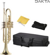 Dakta ® Trompet | Platte Messing | Goud Geschilderd Muziekinstrument | Inclusief Mondstuk - Handschoenen - Band - Koffer