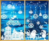 Kerstmis raamstickers, raamstickers PVC raamafbeeldingen Kerstmis raamdecoratie zelfklevende raamfolie kerstdecoratie (wit -F)