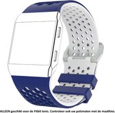 Siliconen Bandje Blauw Wit geschikt voor Fitbit Ionic - Gesp – Armband Blue White – Maat: zie maatfoto