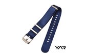 Premium horlogebandje Seatbelt NATO strap Blauw – Navy Blue - Nylon horlogeband – 22mm