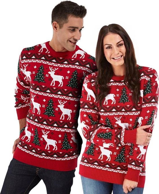 Foute Kersttrui Dames & Heren - Christmas Sweater "Gezellig Kerst Rood" - Kerst trui Mannen & Vrouwen Maat XS