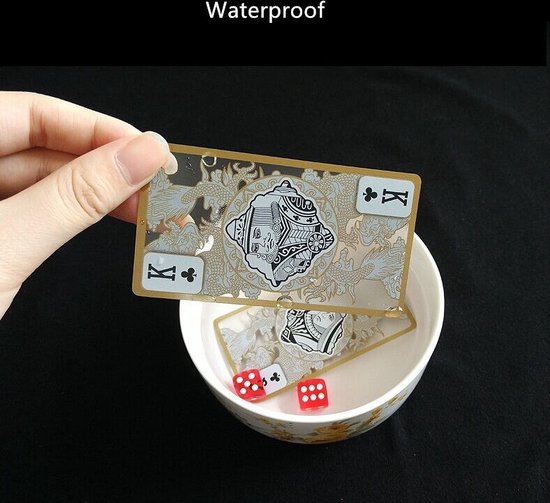 Thumbnail van een extra afbeelding van het spel LTANG Speelkaarten Waterdicht - Transparant/Goud - Poker Kaarten - Scheurt niet - Kreukvrij - Waterdichte Speelkaarten