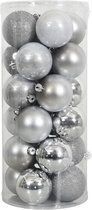 Totally Christmas | Kerstbal 6 cm | Kerstballen | Mix Koker | 24 stuks | Zilver