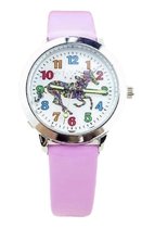 Basic kinderhorloge - kleurrijke wijzerplaat - kunstlederen band - Unicorn - 30 mm - I-deLuxe verpakking