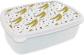 Broodtrommel Wit - Lunchbox - Brooddoos - Zomer - Banaan - Patronen - 18x12x6 cm - Volwassenen