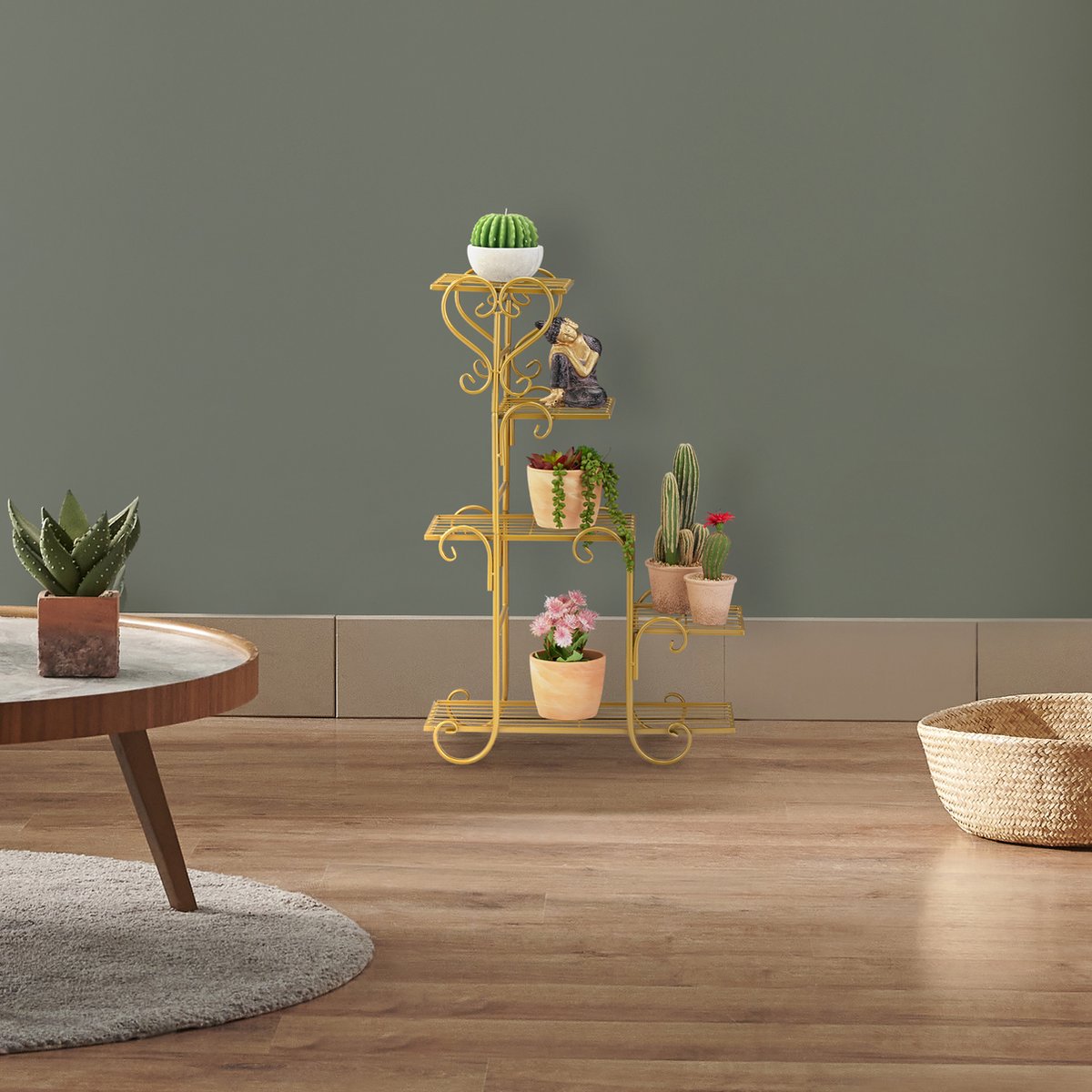 Plantenrek hout voor binnen - Stabiel plantenetagère bloemenrek
