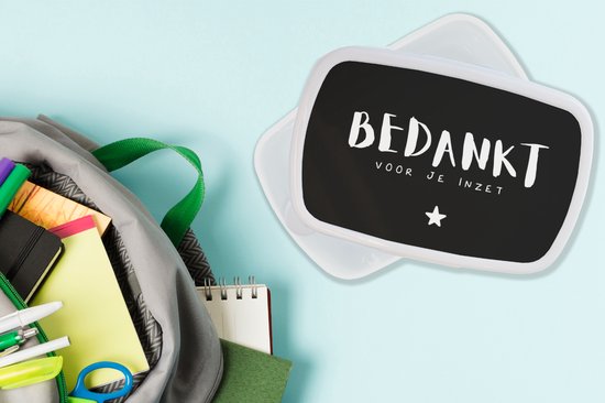 Boîte à pain Wit - Boîte à lunch - Boîte à pain - Proverbes - Collègues - Citations - Merci pour vos efforts - 18x12x6 cm - Adultes - Cadeau Sinterklaas - Distribution de cadeaux pour enfants - Cadeaux chaussures Sinterklaas