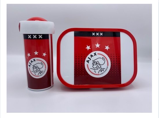 Ajax Lunchset Lunchbox & Schoolbeker Rood Wit - Hoge Mepal kwaliteit - Voordeelset - Merkloos