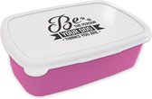 Broodtrommel Roze - Lunchbox - Brooddoos - Be the person your dog thinks you are - Quotes - Spreuken - Hond - 18x12x6 cm - Kinderen - Meisje