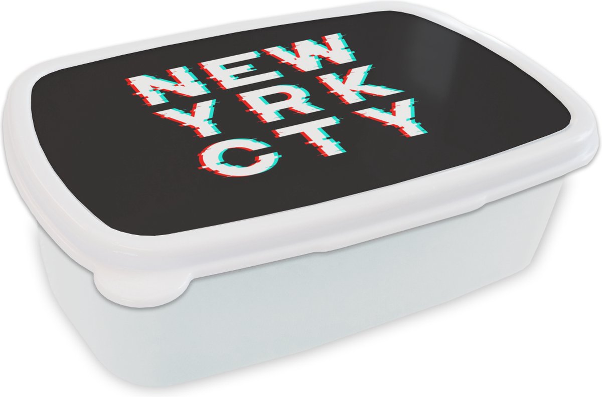 Broodtrommel Wit - Lunchbox - Brooddoos - New York - City - Rood - 18x12x6 cm - Volwassenen
