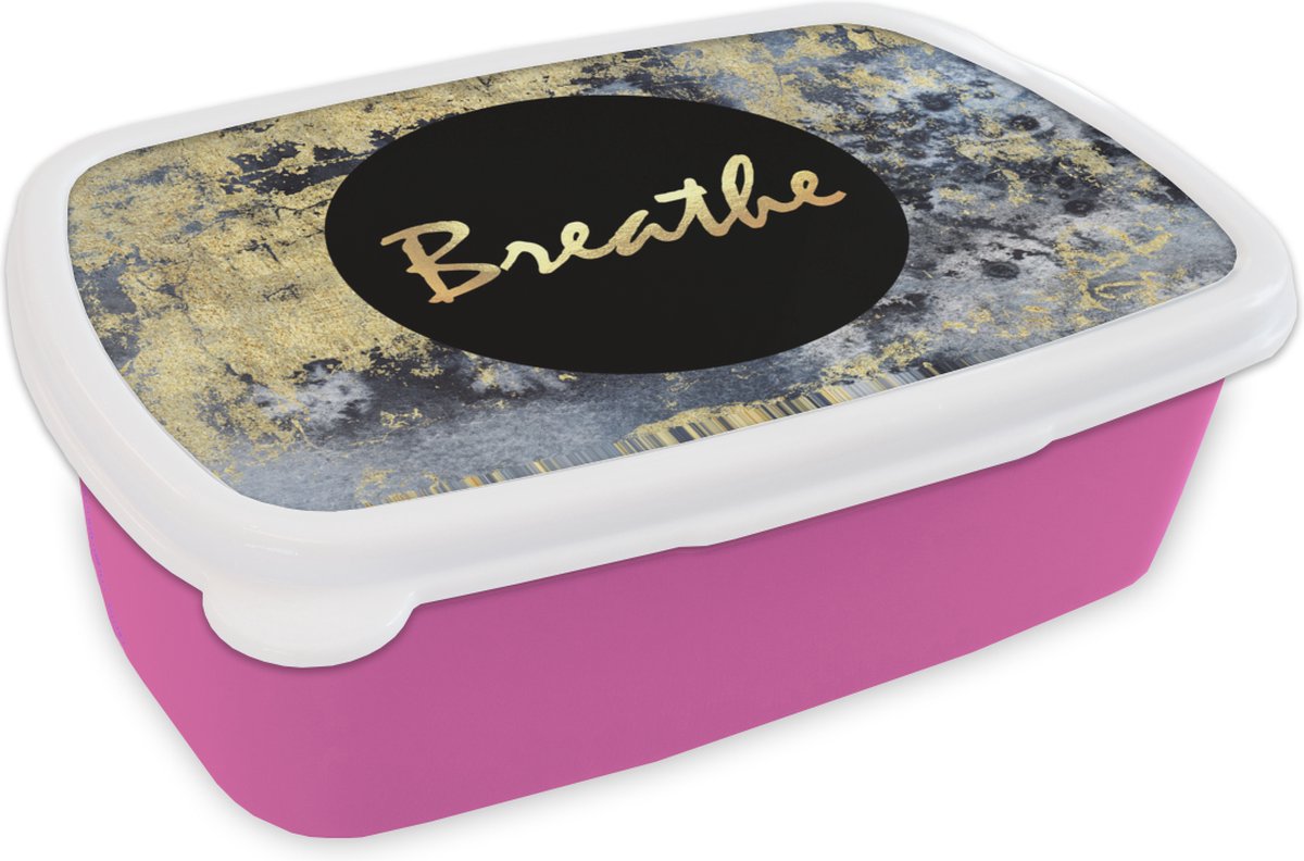 Broodtrommel Roze - Lunchbox - Brooddoos - Quote - Zen - Goud - 18x12x6 cm - Kinderen - Meisje