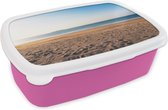 Broodtrommel Roze - Lunchbox - Brooddoos - Strand - Licht - Zomer - 18x12x6 cm - Kinderen - Meisje