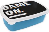 Broodtrommel Blauw - Lunchbox - Brooddoos - Game - Quotes - Gamer - 18x12x6 cm - Kinderen - Jongen