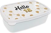 Lunch box Wit - Lunch box - Boîte à pain - Anniversaire - Or - Décorations 18 ans - 18x12x6 cm - Adultes