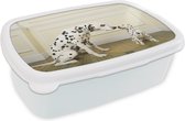 Broodtrommel Wit - Lunchbox - Brooddoos - Hond - Pup - Huis - 18x12x6 cm - Volwassenen