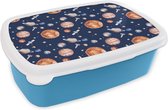 Boîte à pain Blauw - Boîte à lunch - Boîte à pain - Motif - Espace - Planètes - 18x12x6 cm - Enfants - Garçon