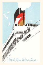 Pocket Sized - Found Image Press Journals- Vintage Journal Close up of Ocean Liner Travel Poster