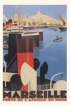 Pocket Sized - Found Image Press Journals- Vintage Journal Ships in Marseille, France Travel Poster