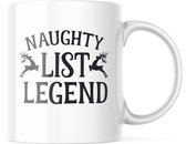 Kerst Mok met tekst: Naughty list legend | Kerst Decoratie | Kerst Versiering | Grappige Cadeaus | Koffiemok | Koffiebeker | Theemok | Theebeker