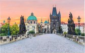 Karelsbrug, Oude Stad en Toren van Praag bij zonsopgang - Foto op Forex - 120 x 80 cm