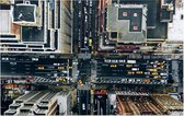 Luchtfoto van gele taxi's in Manhattan in New York - Foto op Forex - 90 x 60 cm