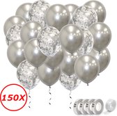 Verjaardag Versiering Helium Ballonnen Feest Versiering Decoratie Confetti Ballon Bruiloft Zilver - 150 Stuks