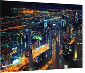 De imposante skyline van downtown Dubai bij nacht - Foto op Plexiglas - 60 x 40 cm
