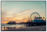 Santa Monica pier bij zonsondergang in Los Angeles - Foto op Akoestisch paneel - 150 x 100 cm