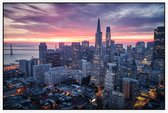 Dramatische wolken kleuren de skyline van San Francisco - Foto op Akoestisch paneel - 225 x 150 cm