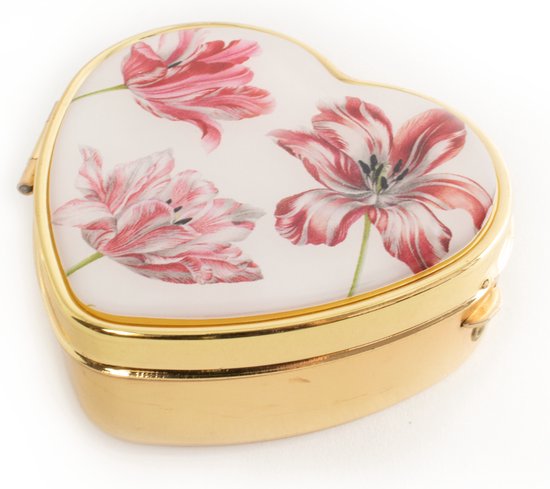 Hartvormig Pillendoosje met Drie Tulpen