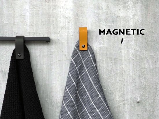 FIXER LE PRIX! 2x boucle magnétique en cuir | NOIR (crochet à serviette - crochet à serviette - boucle à serviette - cintre à serviette)