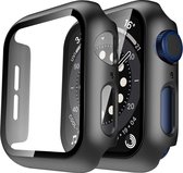 Hoesje Transparant voor Apple Watch Series 7 45 mm, Glazen Screenprotector voor Apple Watch Series 7 45mm, iWatch 7 45 mm Siliconen Hoesje en Screen Protector in 1, Doorzichtig Gla